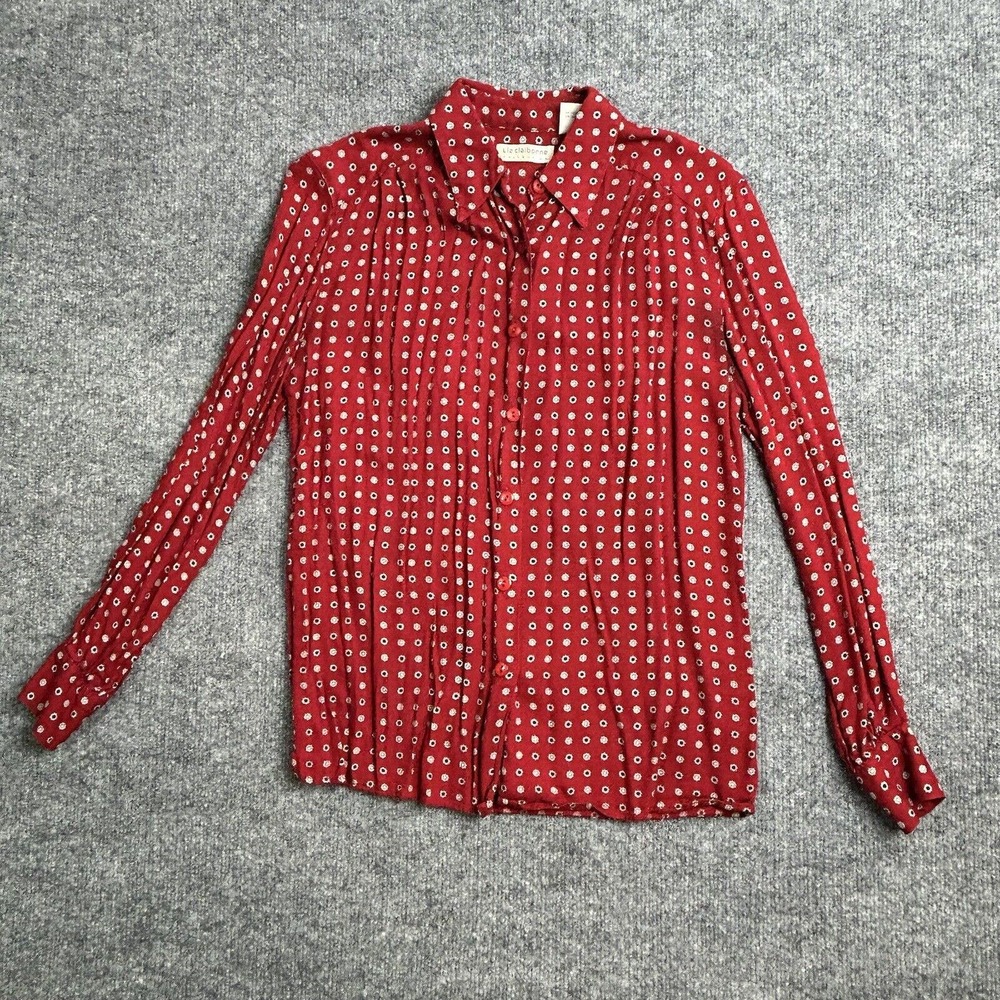 Liz Claiborne Collection Women's Size 4 Top Button Up Red Floral Longsleeve